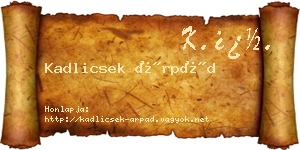 Kadlicsek Árpád névjegykártya
