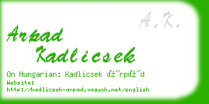 arpad kadlicsek business card